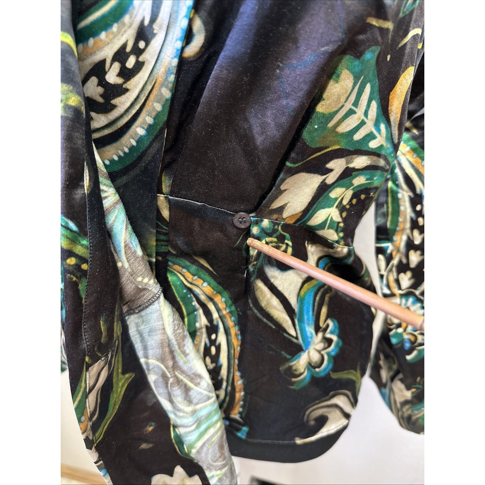 Etro Milano Wool Silk Belted Wrap Blouse EU 46 US L/XL Multi Color Classy - Picture 7 of 11
